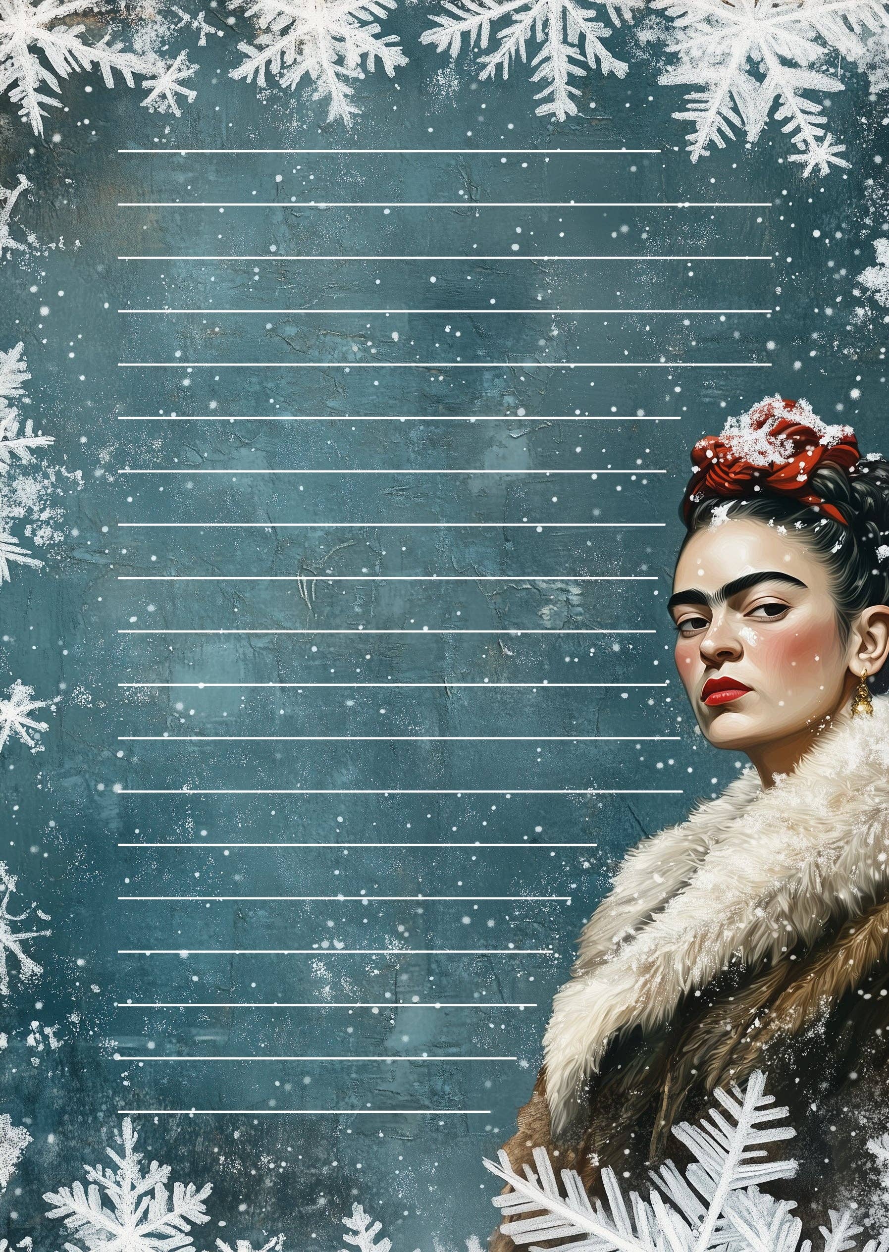 Fripperies - Venta al por mayor Conjunto de papelería y tarjetas - Frida Kahlo: Invierno | Papelería Fripperies1