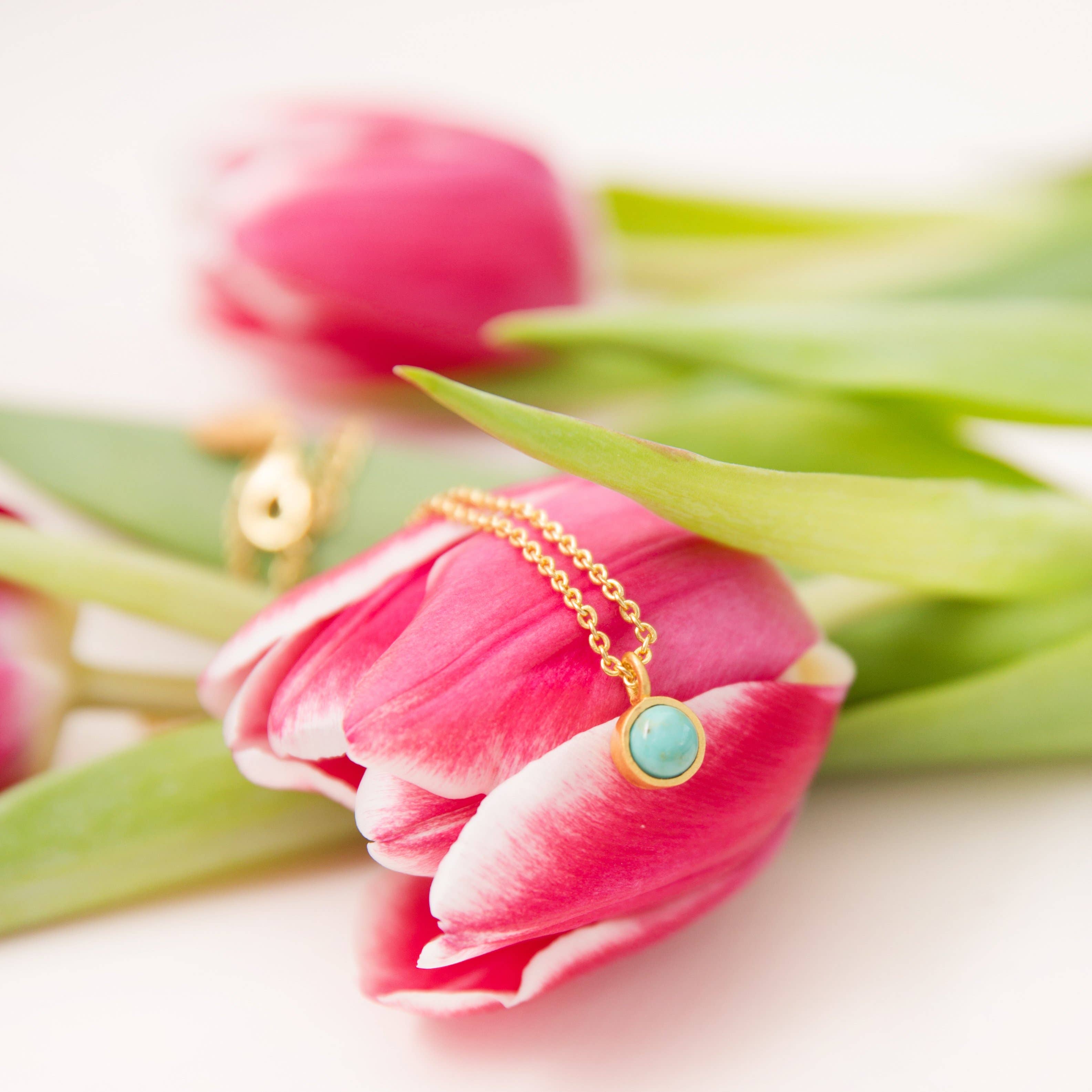 Christina Greene LLC - Wholesale Pendant/Charm Necklace - Turquoise Dainty Pendant Necklace3