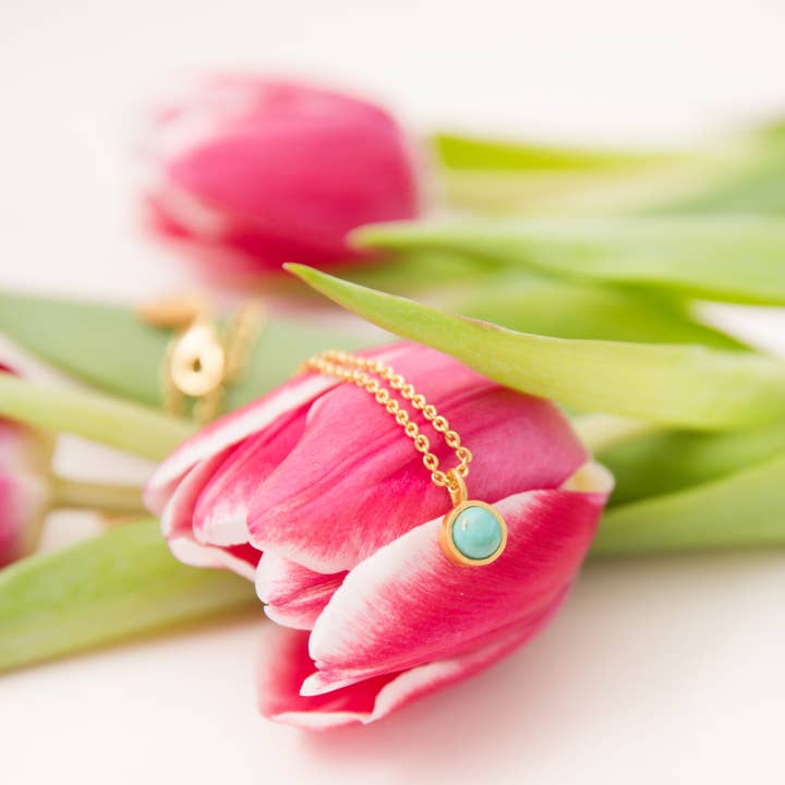 Christina Greene LLC - Wholesale Pendant/Charm Necklace - Turquoise Dainty Pendant Necklace3