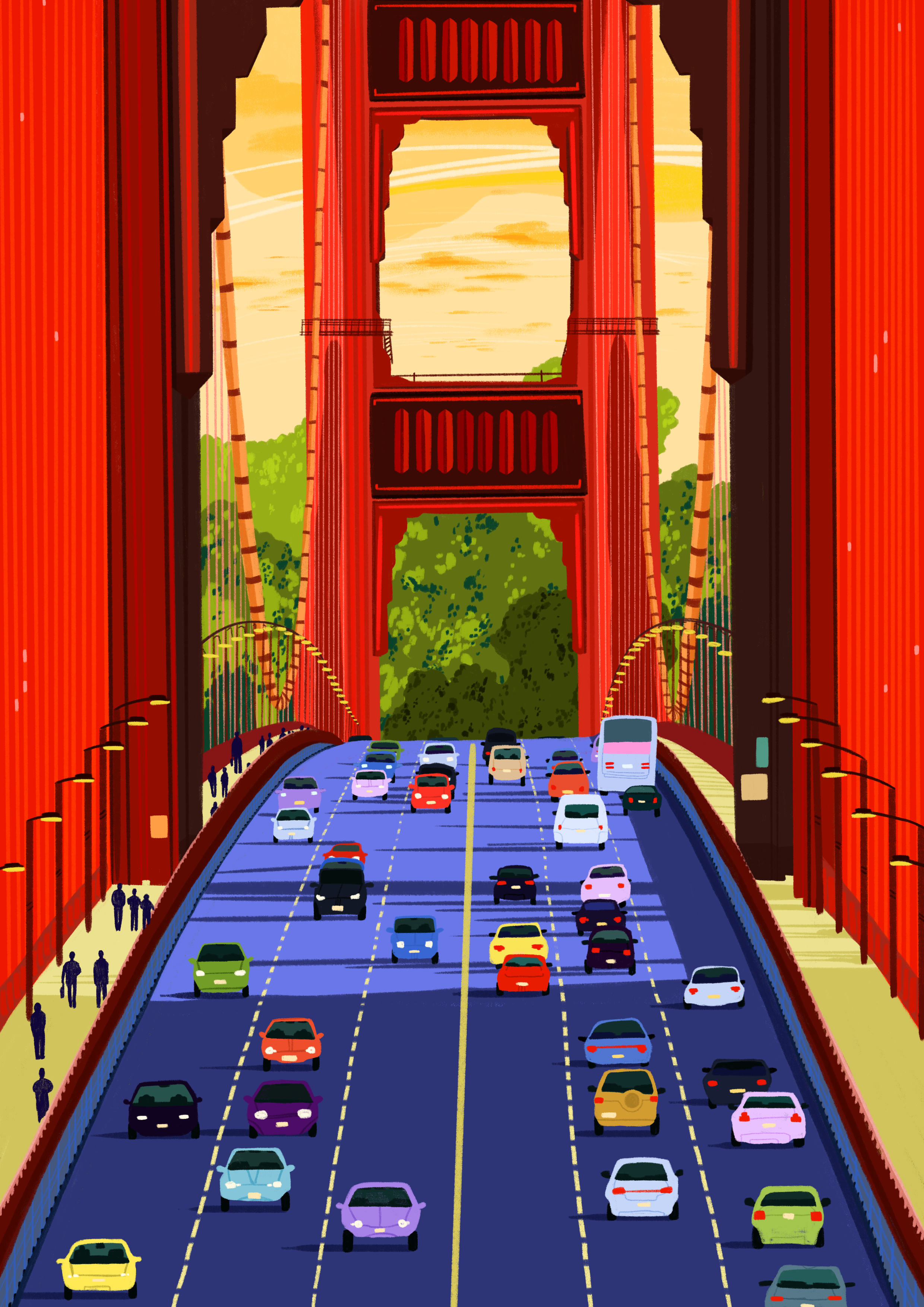 Emily Palmer Illustration - Wholesale Art Print - Illustrated Wall Art Print -  The Golden Gate Bridge1