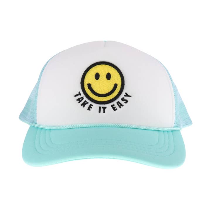 C.C Beanie - Wholesale Trucker Hat - Women's - Take it Easy Smiley Face C.C Trucker Ball Cap TCB01