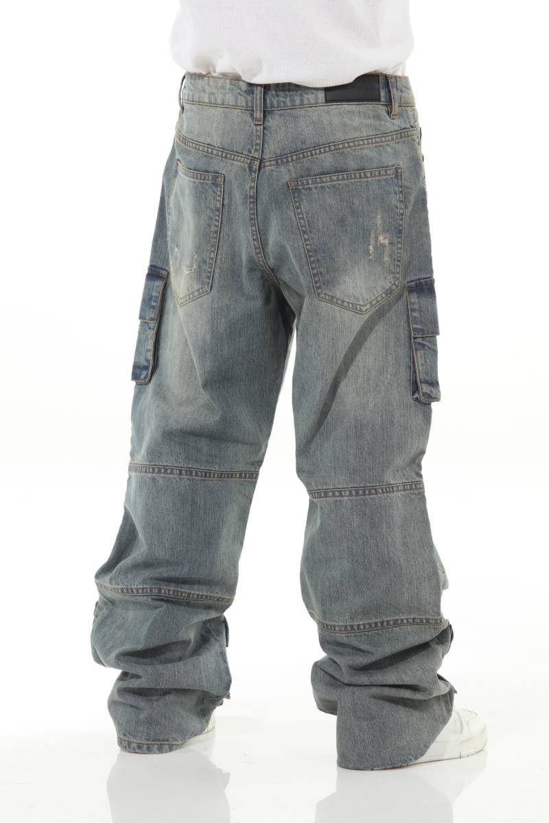 Stylo - Wholesale Jeans - Men's - Khaki Buckled Baggy10