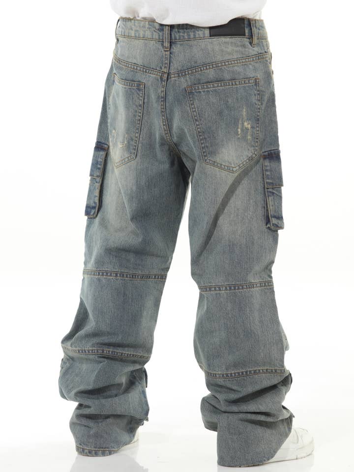 Stylo - Wholesale Jeans - Men's - Khaki Buckled Baggy10