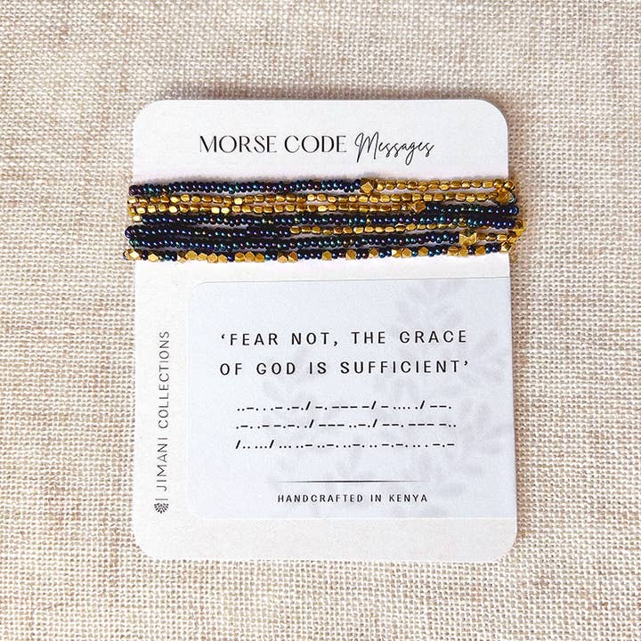 Jimani Collections - Wholesale Beaded Bracelet - "Fear Not, The Grace of God Is Sufficient" Message Bracelet0
