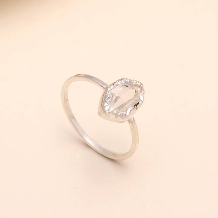 AG 925 JEWELLERY - Wholesale Single stone/solitaire ring - 925 Sterling Silver Raw Herkimer Diamond Ring3