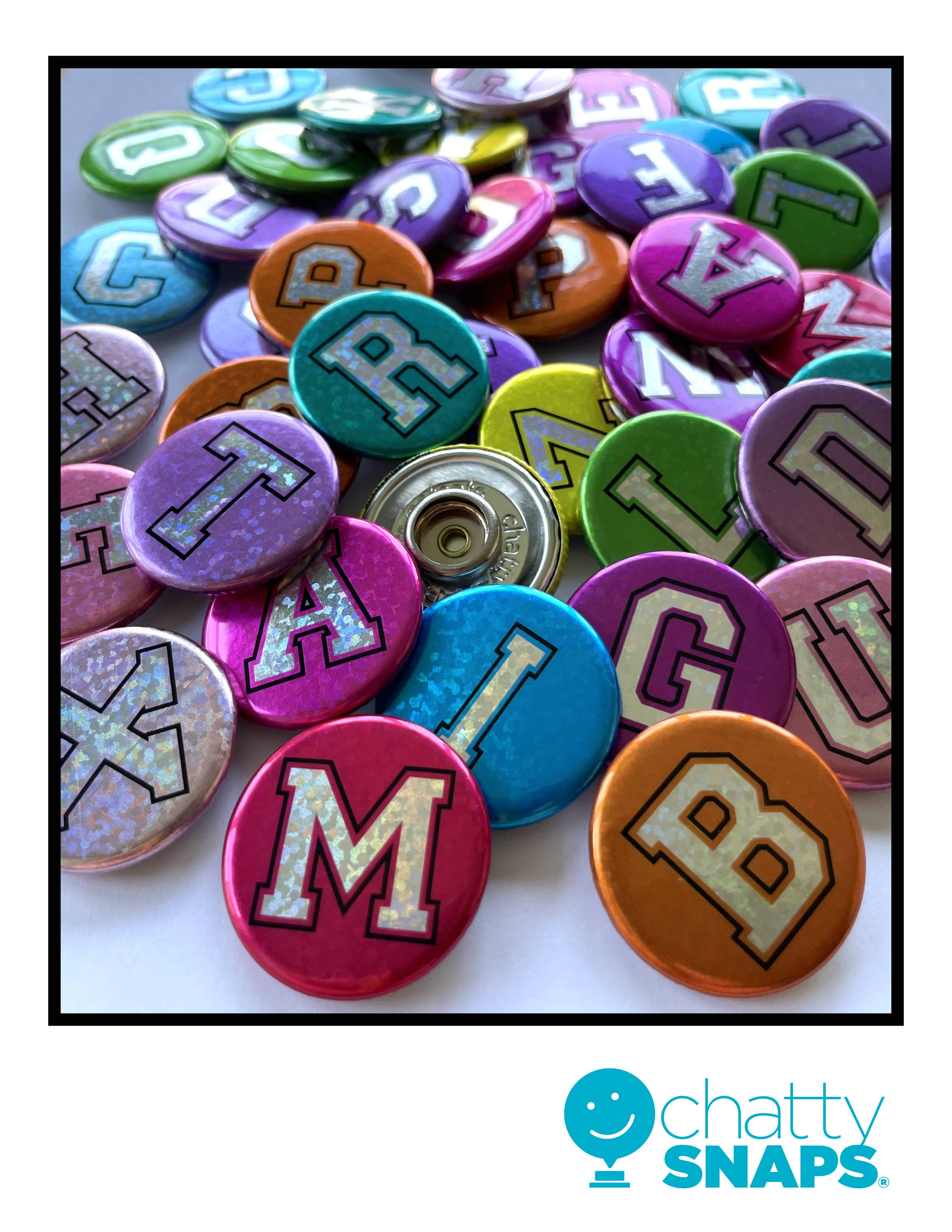 ChattySnaps - Wholesale Lapel Pin/Button - Glitter Letters - Initials1