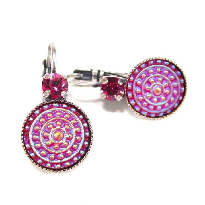 SoHo® Red Pink Earrings Handmade Glass Stones for wholesale by SoHo Schmuckmanufaktur