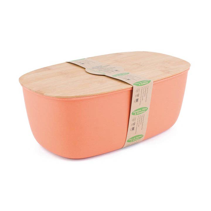 Bamboo fiber Large Bread Bin with Reversible lid -Peach Bin for wholesale by Peterson Houseware & Artwares US