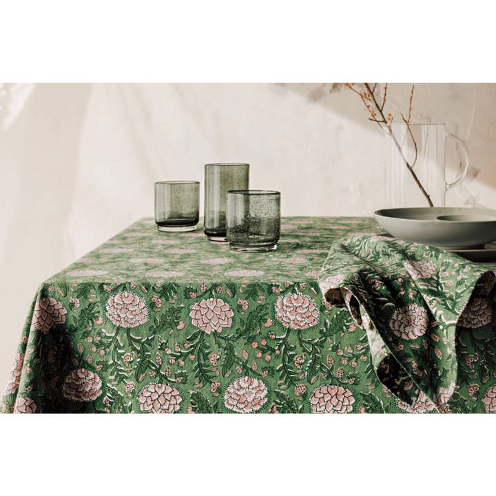 Danica Heirloom - Wholesale Tablecloth - Peony Block Print Tablecloth 60 x 90 Inches