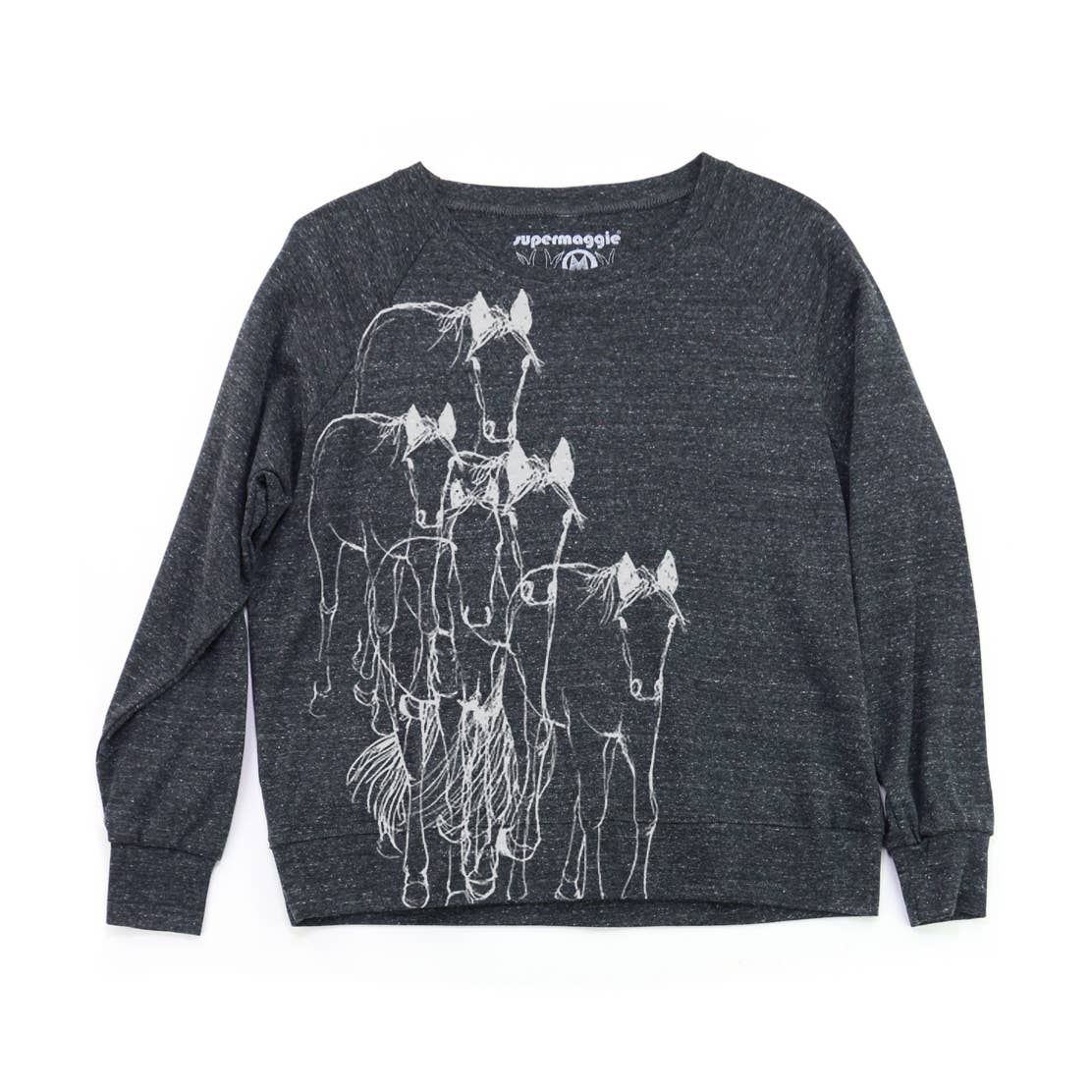 Supermaggie @ Faire - Wholesale Graphic Sweatshirt - Women's - Horses Pia Tri Blend Pullover0