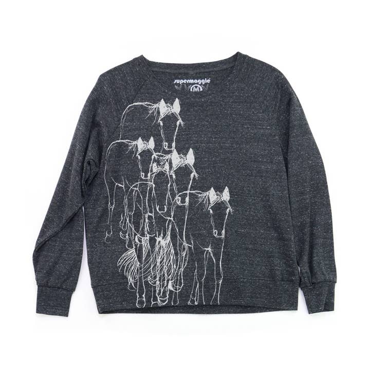Supermaggie @ Faire - Wholesale Graphic Sweatshirt - Women's - Horses Pia Tri Blend Pullover