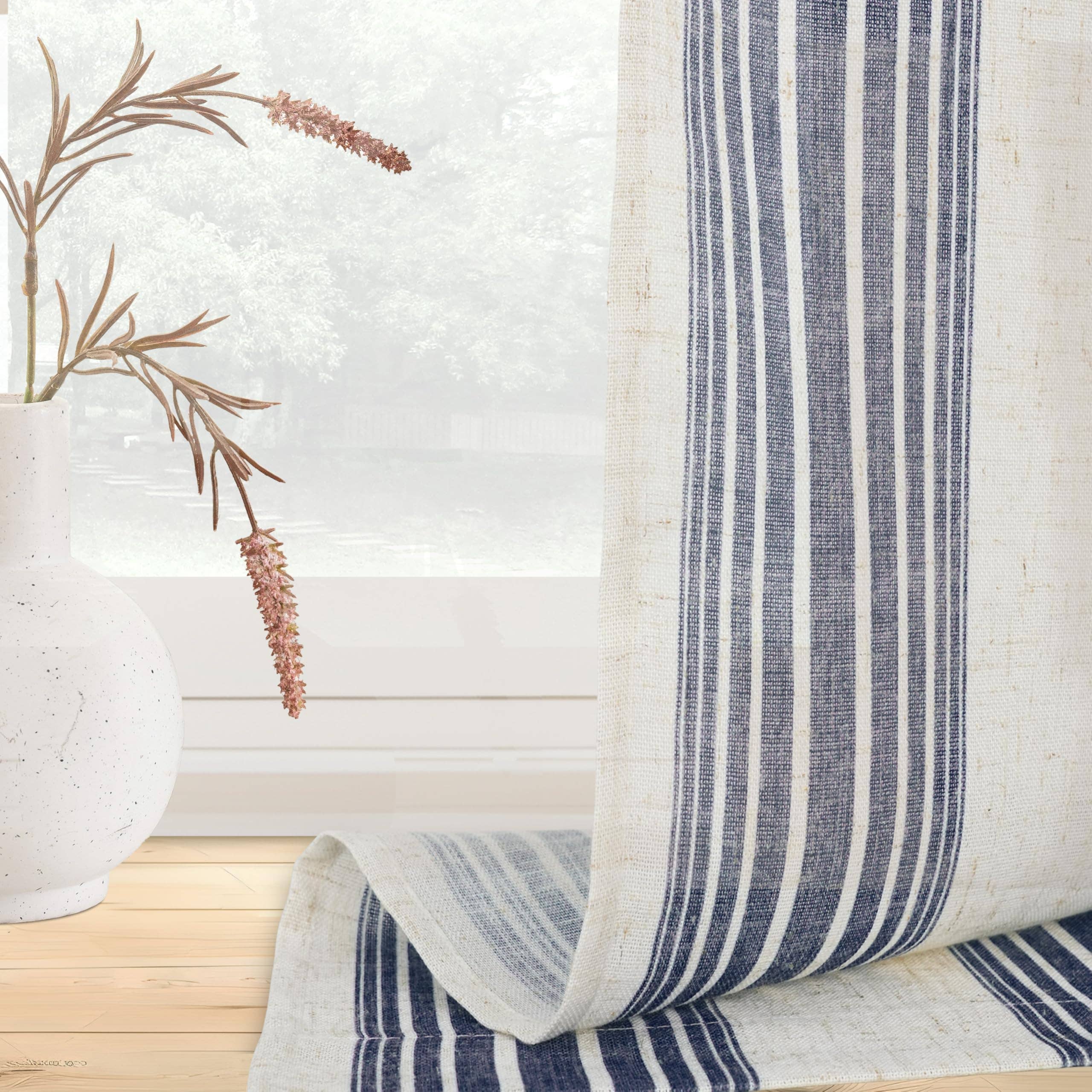 DriftAway - Wholesale Curtain - 2 Panels Linen Kitchen Tier Curtains Striped Cafe Curtains16