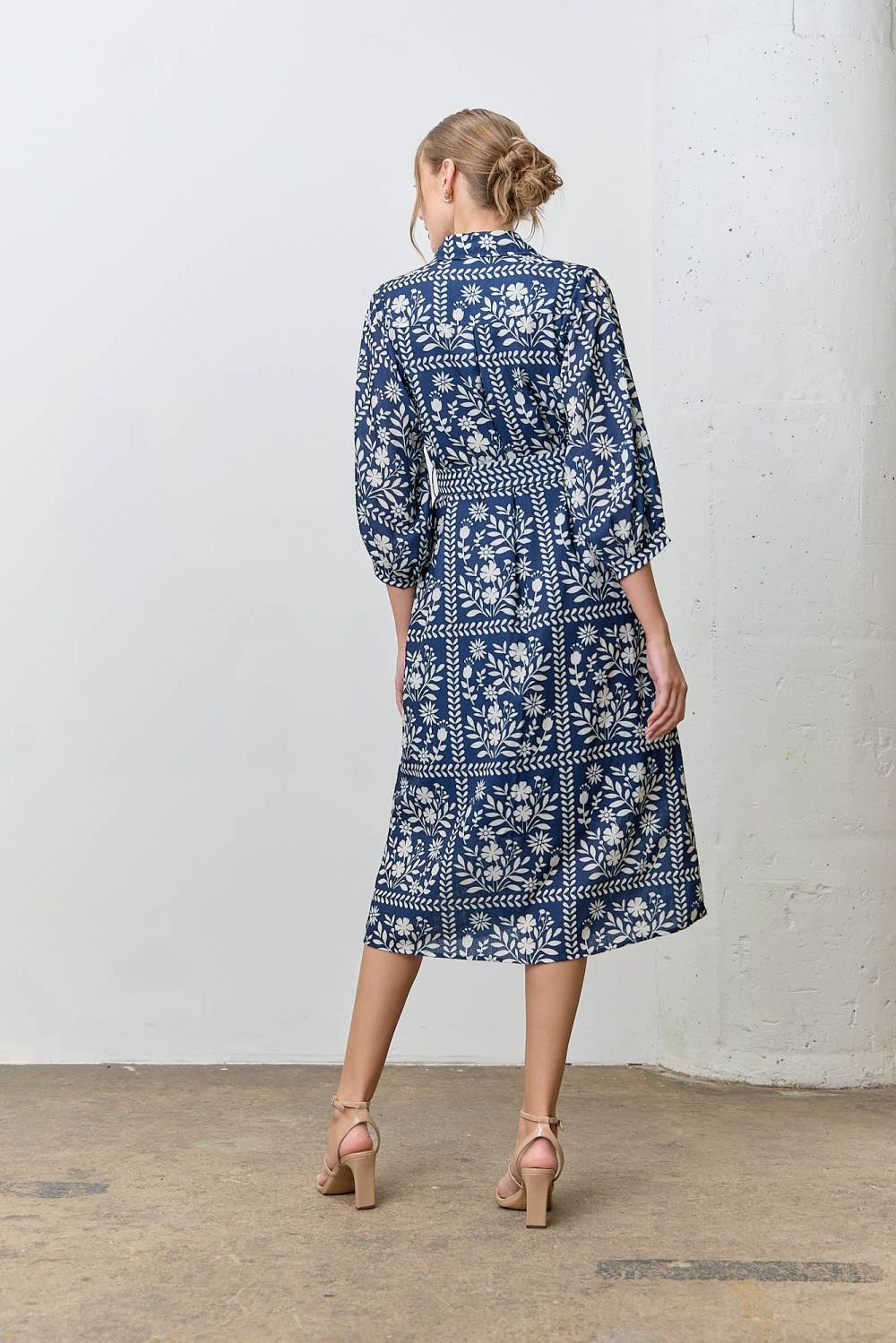 Polagram by Wellmade USA - Wholesale Dress - Women's - BORDER FLORAL PRINT SHIRT DRESS9