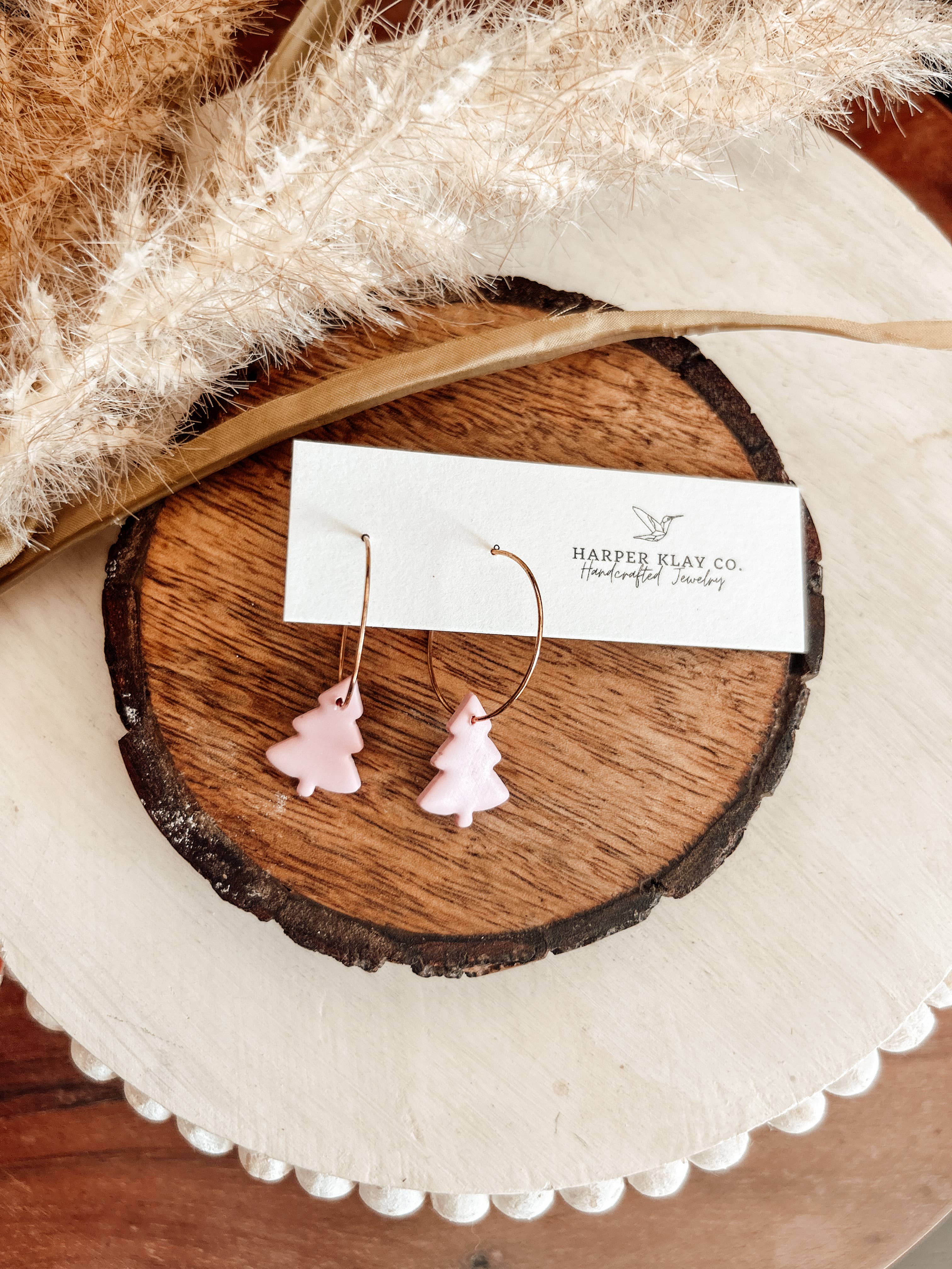 Harper Klay Co - Wholesale Dangle Earrings - The Simply Tree Dangles- Polymer Clay Hoop Earrings0