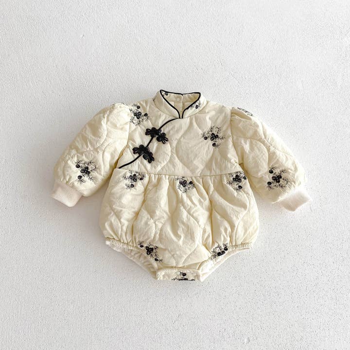 Infant Baby Girl Jacquard Embroidery Thick Warm Long Sleeve One Piece In Winter for wholesale by MyKids-USA®