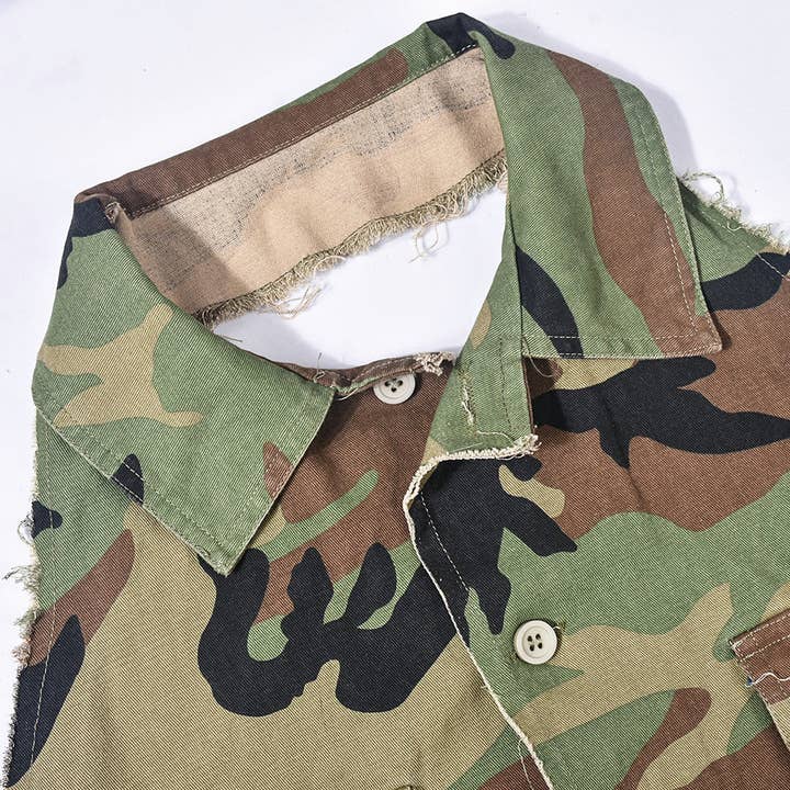 MB FASHION CAMO Cropped Sleeveless Vest with Tie Back 9185LY for wholesale on Faire19