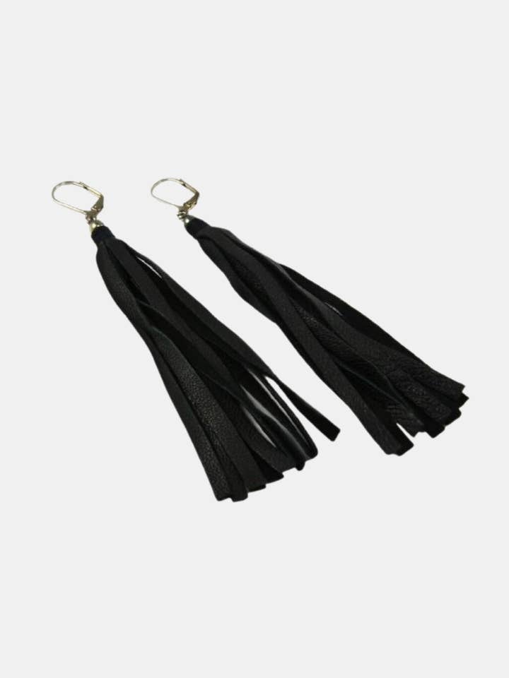 Leather Tassel Earrings for wholesale by Hands To Hearts