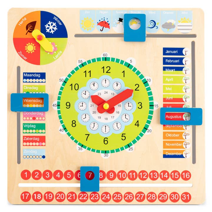 Orologio calendario in legno educativo per la vendita all'ingrosso da parte di New Classic Toys EU