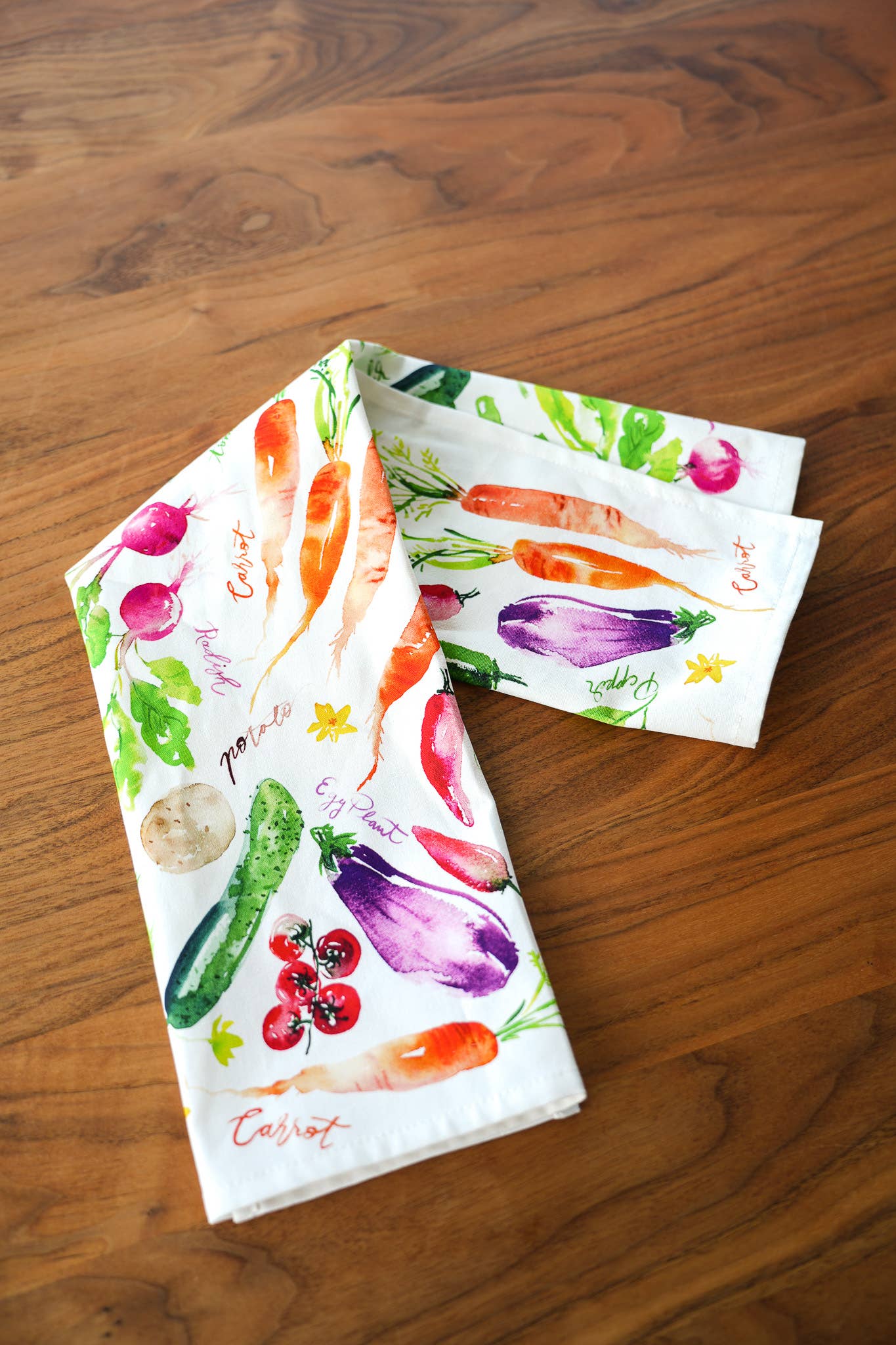 Jean Choe Art & Design - Wholesale Tea Towel - Vegetable Medley Tea Towel. Watercolor Veggie Kitchen Towel.17
