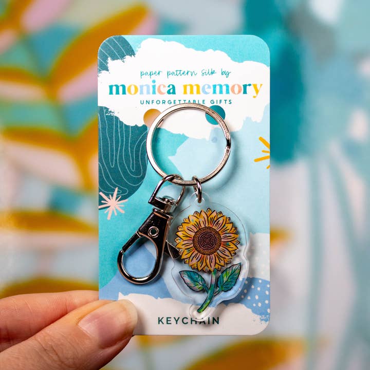 Painterfly Sunflower Keychain for wholesale by Paper Pattern Silk