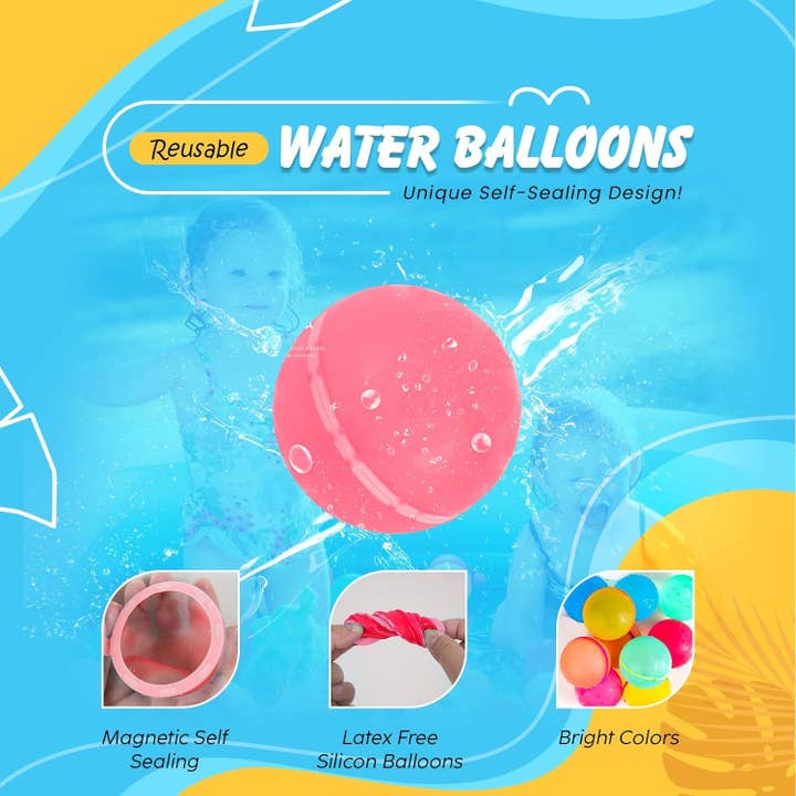 Lelaffet - Wholesale Beach/Pool Toy - Kids & Baby - Reusable Water Balloons For Kids | Magnetic Refillable Water4