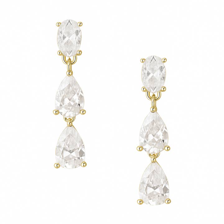 ALBA - Dainty cz teadrop earrings - Gold for wholesale by Emilia Rae Jewellery