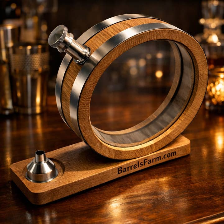 White Oak Charred Whiskey Aging Decanter, Wine Barrel 750ml for wholesale by Barrels Farm