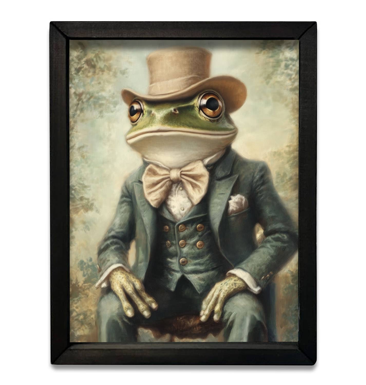JanMichaels Art & Home - Vente Enseigne murale - Cadre boîte victorien avec grenouille HMK2481
