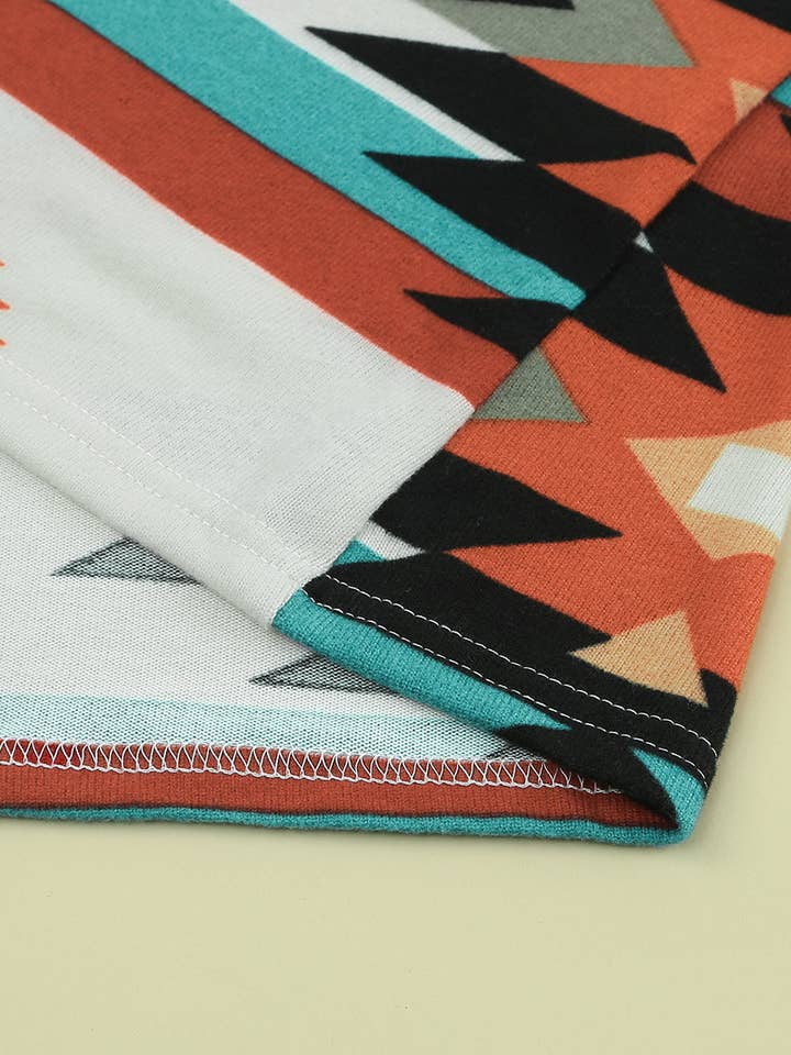 Multicolor Geometric Color Block Open Front Long Cardigan for wholesale on Faire9