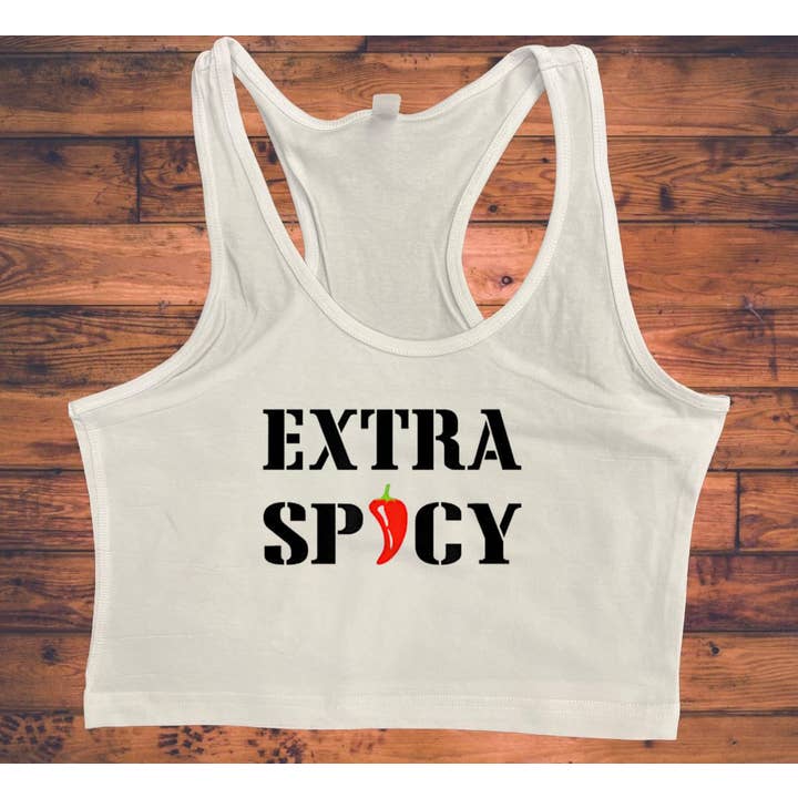 Extra Spicy Cropped Tank Top for wholesale by LA PRINT AND STITCH