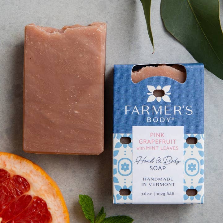 Farmer's Body - Wholesale Bar Soap - Pink Grapefruit with Mint Leaves Bar Soap0
