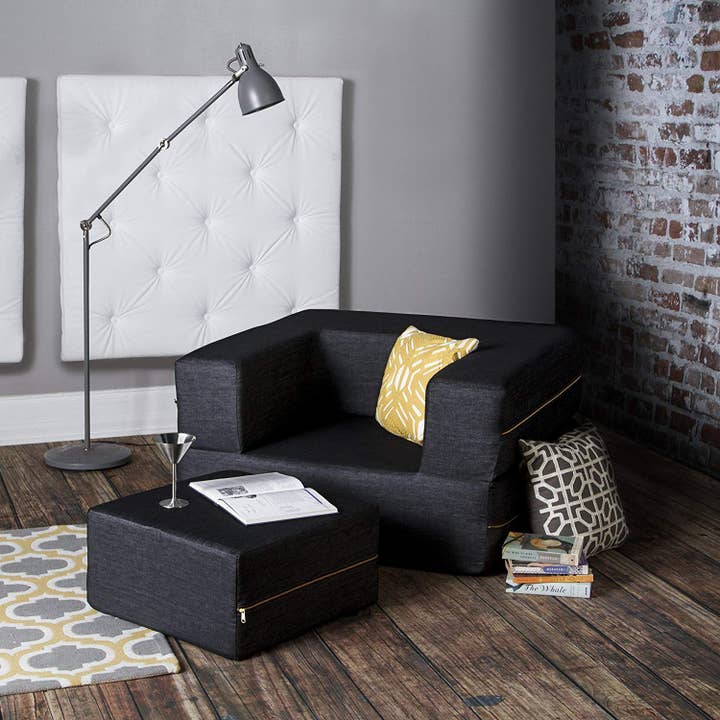 Black Jaxx Zipline Chair Convertible Twin Size Sleeper & Ottoman for wholesale on Faire