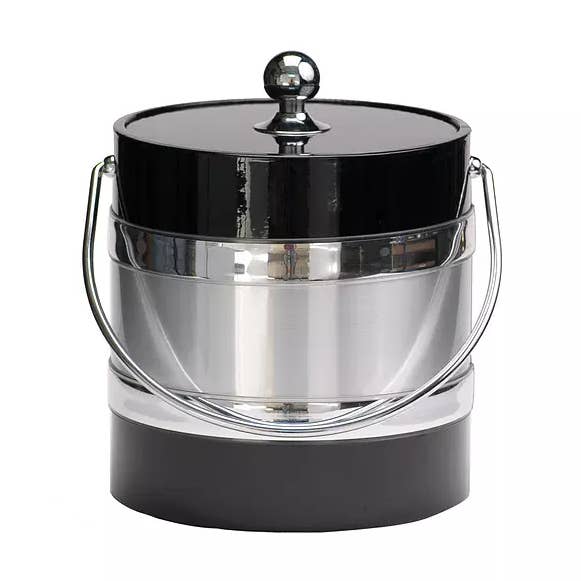 Black w/Silver Center 3 Qt. Ice Bucket for wholesale by MR. ICE BUCKET, LLC.