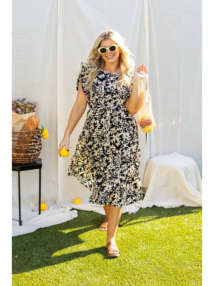 Beige and Black Abstract Dress for wholesale on Faire6