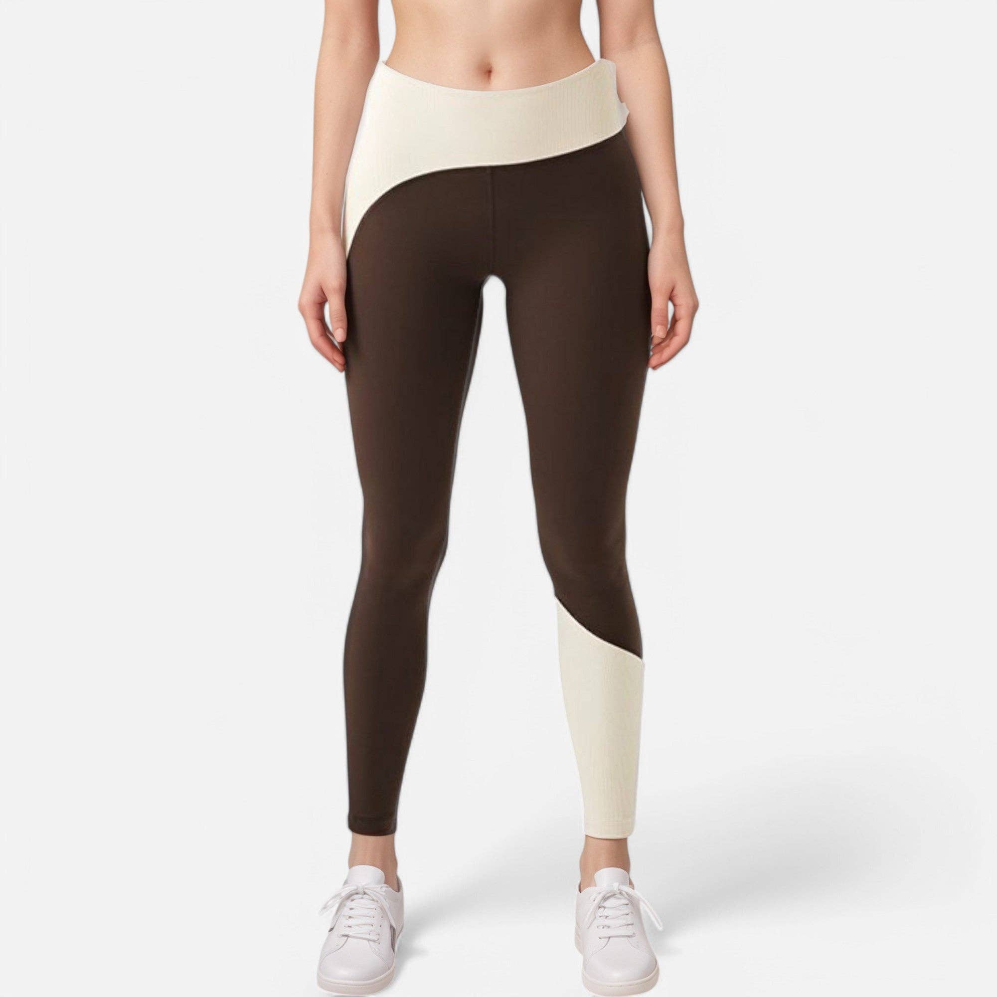 Active by Anna-Kaci – Leggings de desporto/casuais - Mulher por atacado – Leggings de Cintura Alta para Mulher com Painel de Contraste e Bloco de Cor6