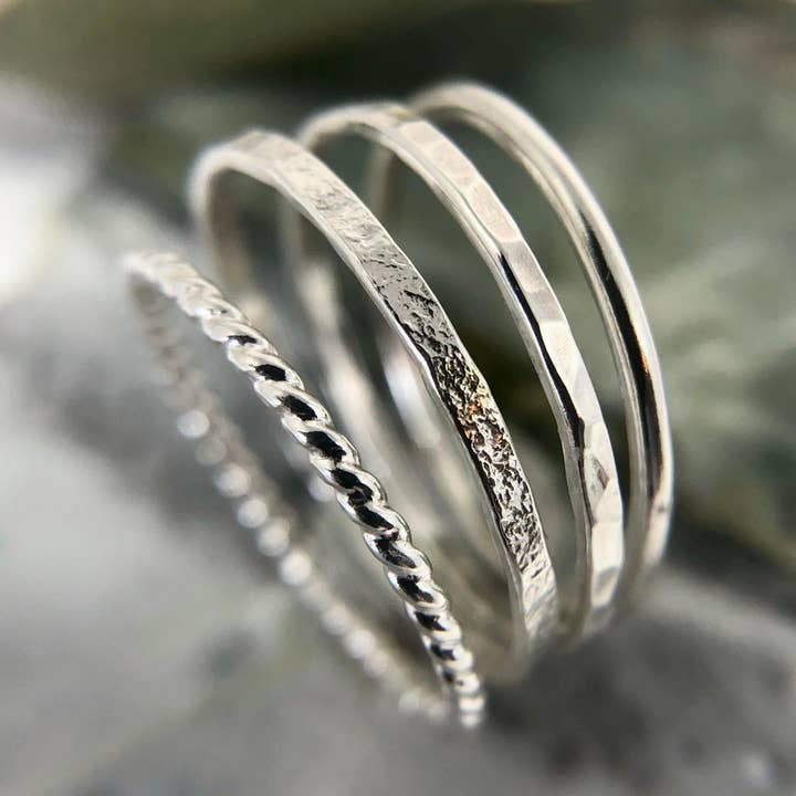 Minimalist Stackers, Sterling Silver for wholesale by Open Fire Jewellery