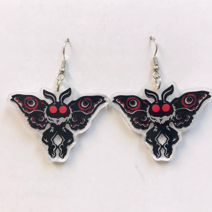 SimpleNGreat - Wholesale Dangle Earrings - Mothman Cryptid Creature Earring, Acrylic Moth Earrings0