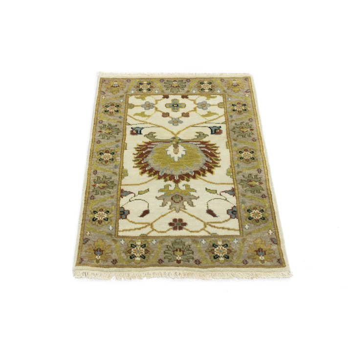 Cream 2X3 Floral Osh Chobi Peshawar Rug for wholesale by Magic Rugs Inc.