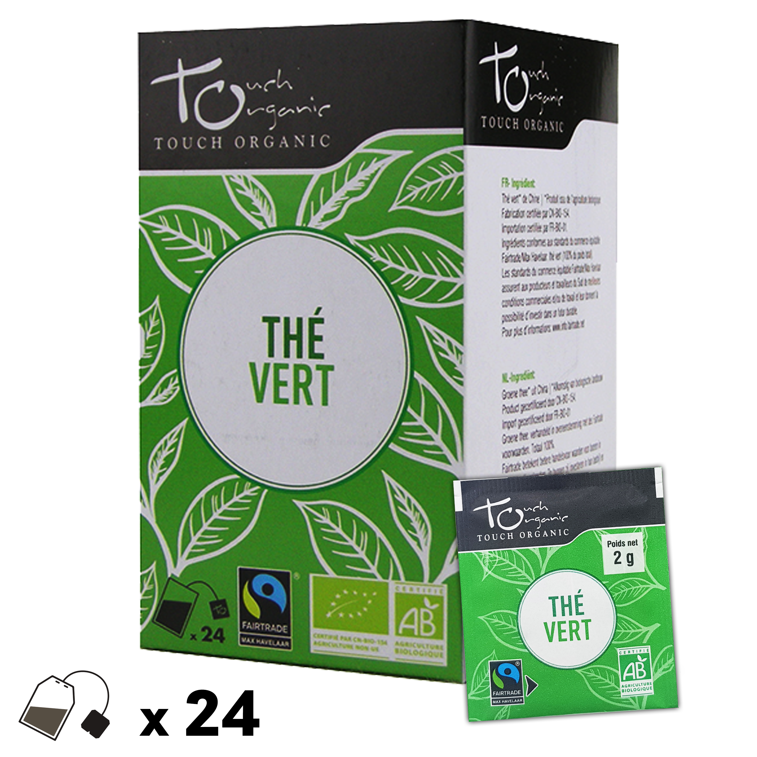 Touch Organic - Vendita all'ingrosso Tè in bustine - Touch Organic - Tè verde biologico - 24 bustine1