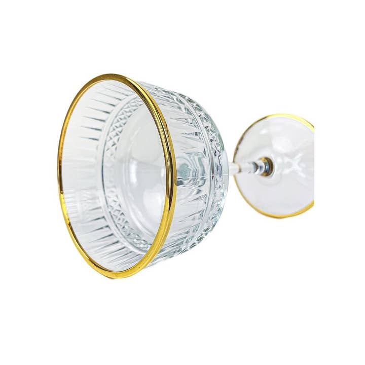 Alegria Glass – Großhandel Cocktail-/Schnapsglas – Eva Vintage Champagner-Coupé mit Goldrand6