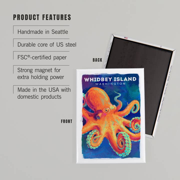 Lantern Press - Wholesale Magnet - MAGNET Whidbey Island, Washington, Octopus2
