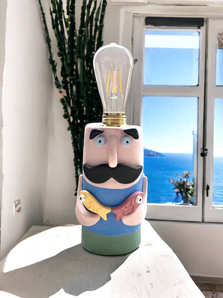 Lamp Fisherman in Ceramica for wholesale by Thetis Art Studio