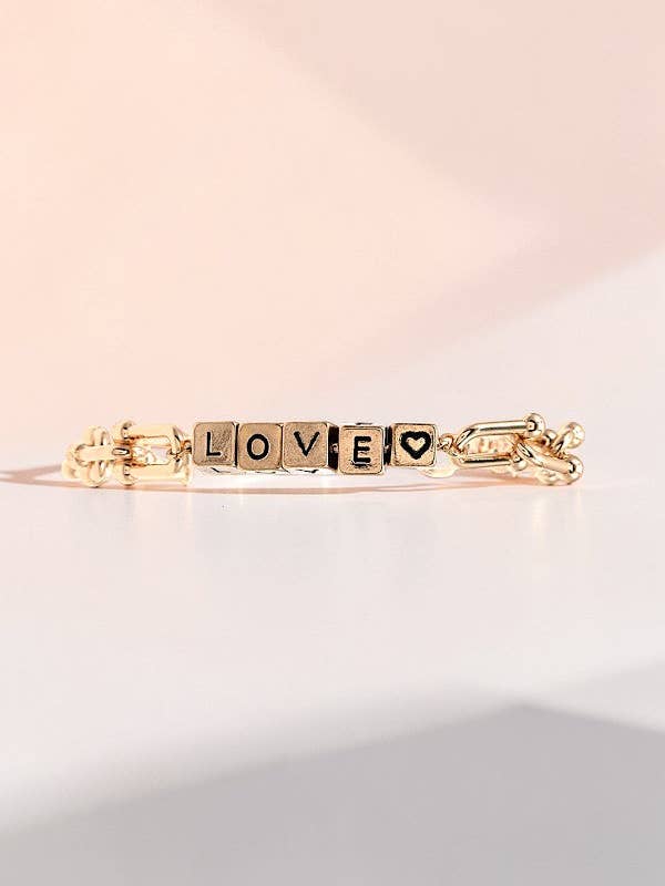 AMOUR CUBE PERLE MAILLON PIÈCE MÉTALLIQUE CHAÎNE BRACELET pour la vente par LA Bijoux