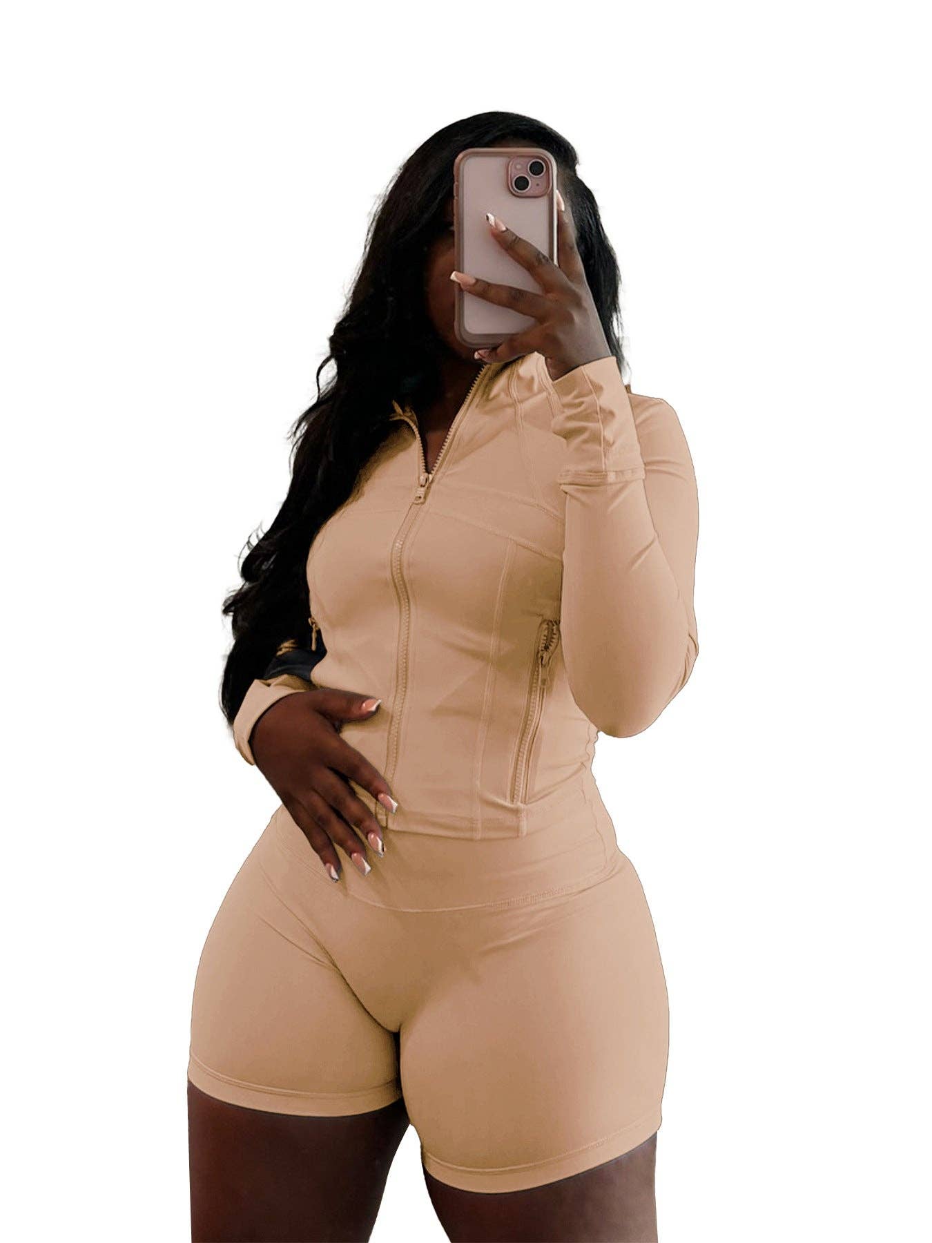 MB Fashion Wholesale - Wholesale Activewear Set - Women's - MB FASHION Athletic Set Long-Sleeve Zip-Up 4068LY4