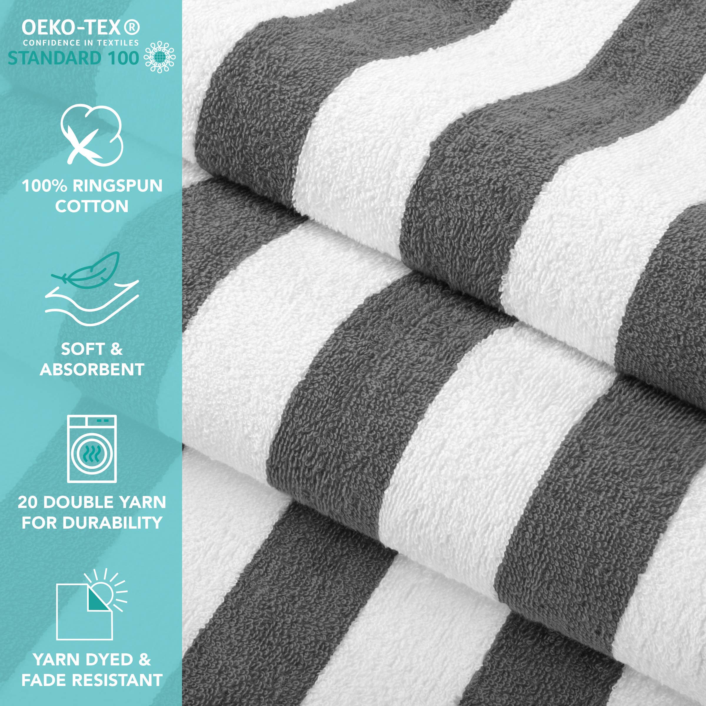 Arkwright Home - Wholesale Beach Towel - California Cabana Striped Beach Towels (Pack of 4)54