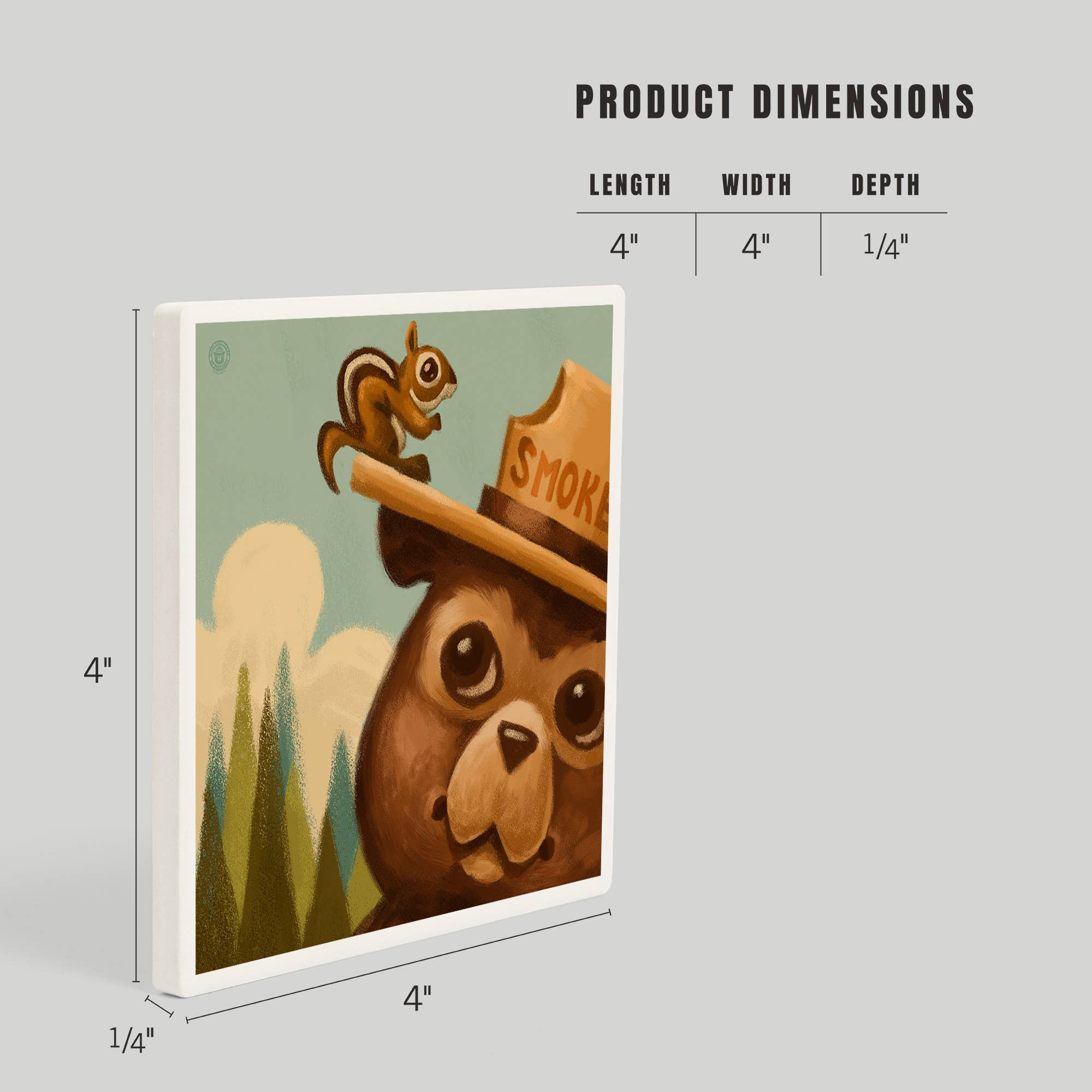 Lantern Press - Venta al por mayor Posavasos - POSAVASOS DE CERÁMICA con oso ahumado y ardilla3