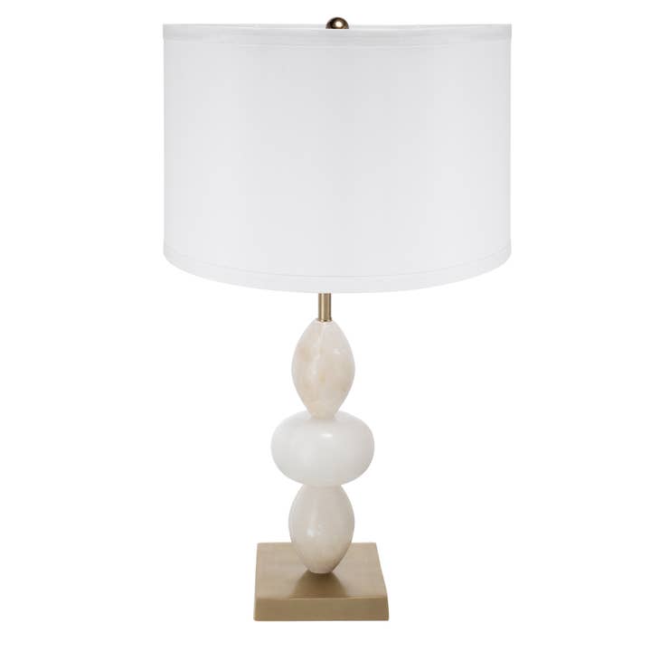 HOMYCASA DESIGN INC - Wholesale Accent/Desk Lamp - 26.3" White Gold Table Lamp Alabaster Accents Drum Shade5