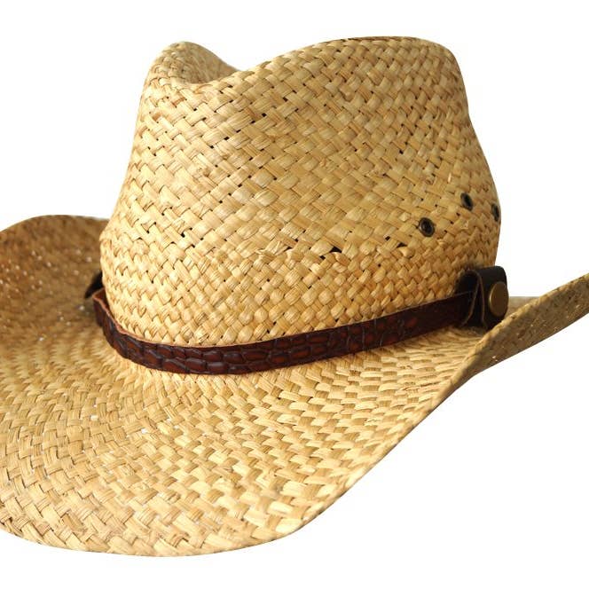 Jacaru 1818F strooien cowboyhoed met krokodillenriem voor wholesale door Jacaru Australia