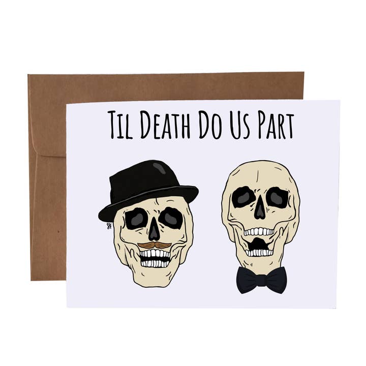 Til Death Do Us Part Skulls Carte de vœux Gay Pride pour la vente par SKP ink
