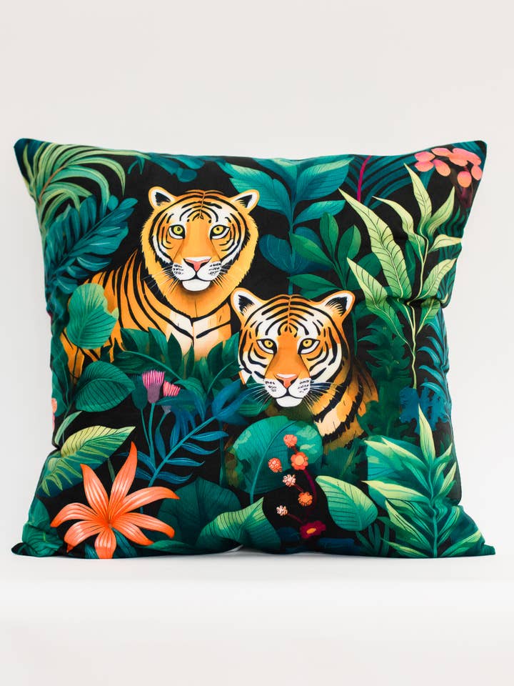 Velucci Home throw pillow - Tigers & foliage for wholesale by AVAGANTE Design